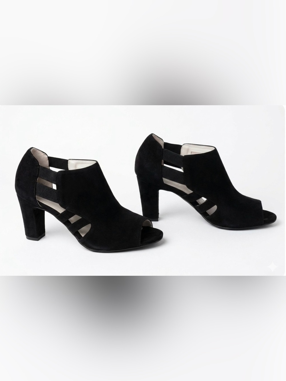 Life Stride Cadenza  Black Suede Cutout Peep-Toe Dress Shoe/Ankle Bootie